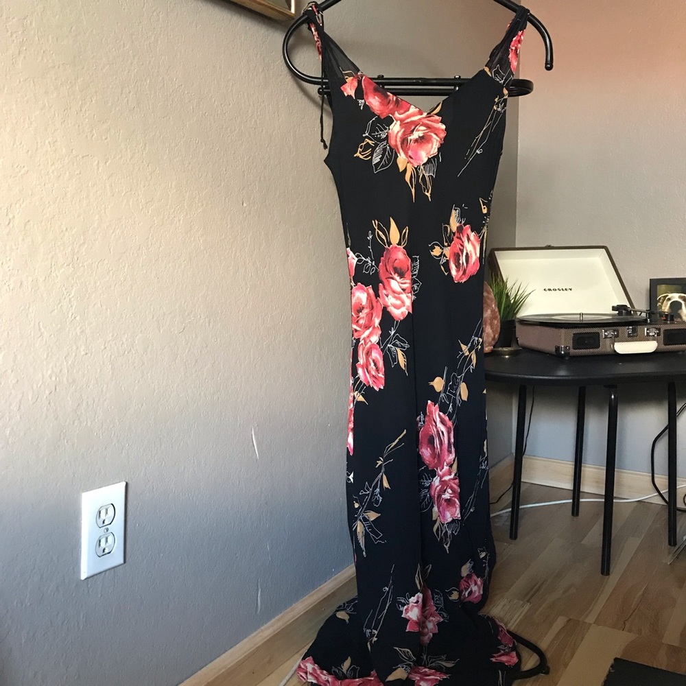 Floral black maxi dress